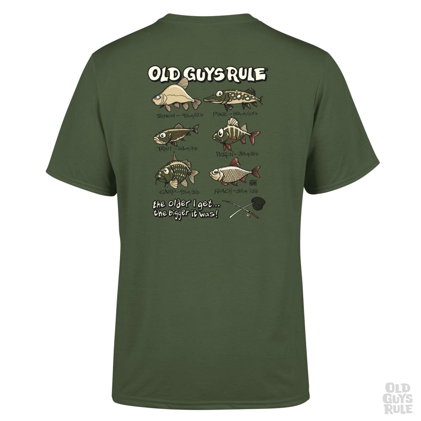Old Guys Rule Bigger Fish II T-Shirt - Military Green