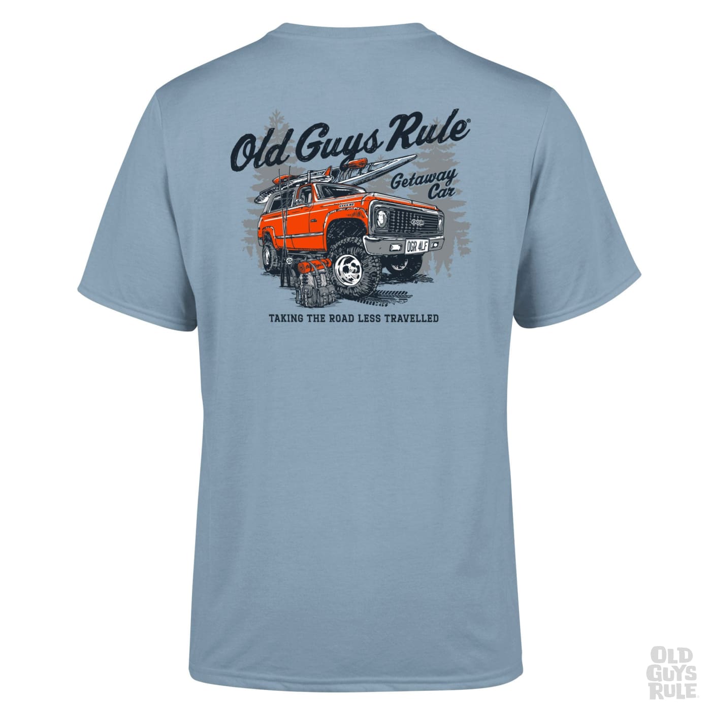 Old Guys Rule Getaway Car T-Shirt - Stone Blue