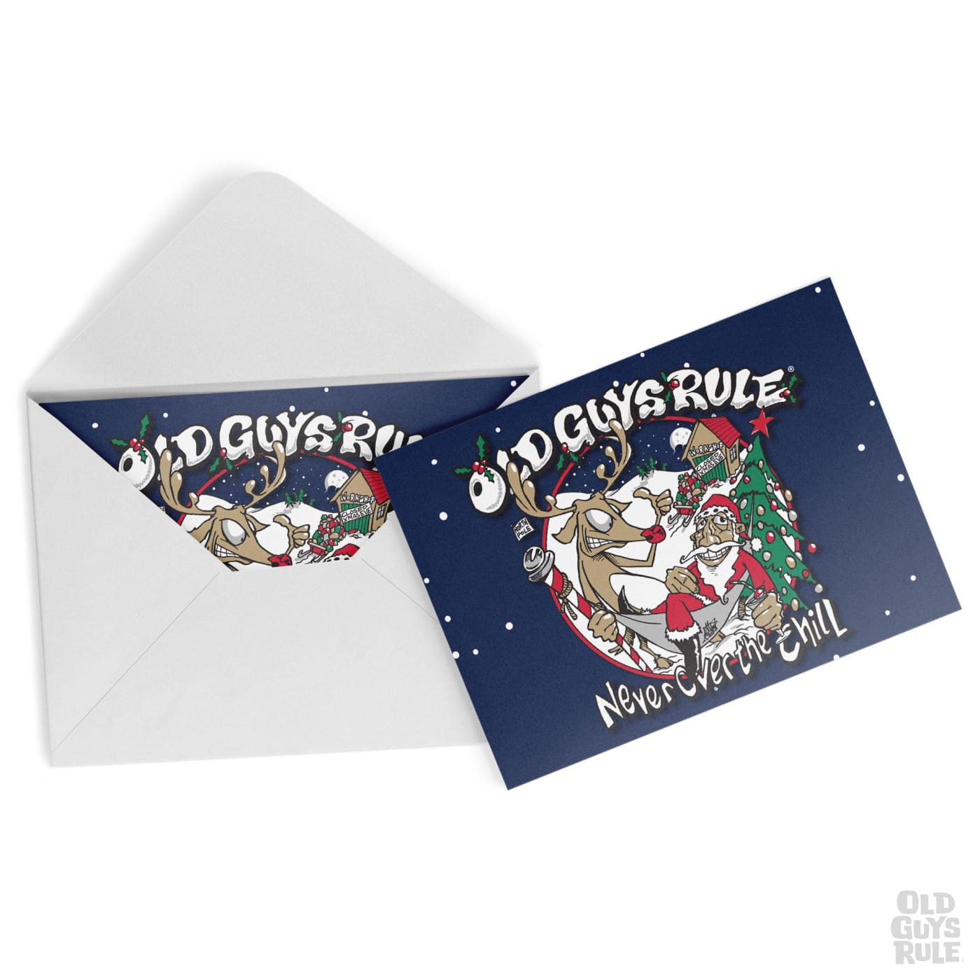 Old Guys Rule Never Over The (Xmas) Chill Greetings Card