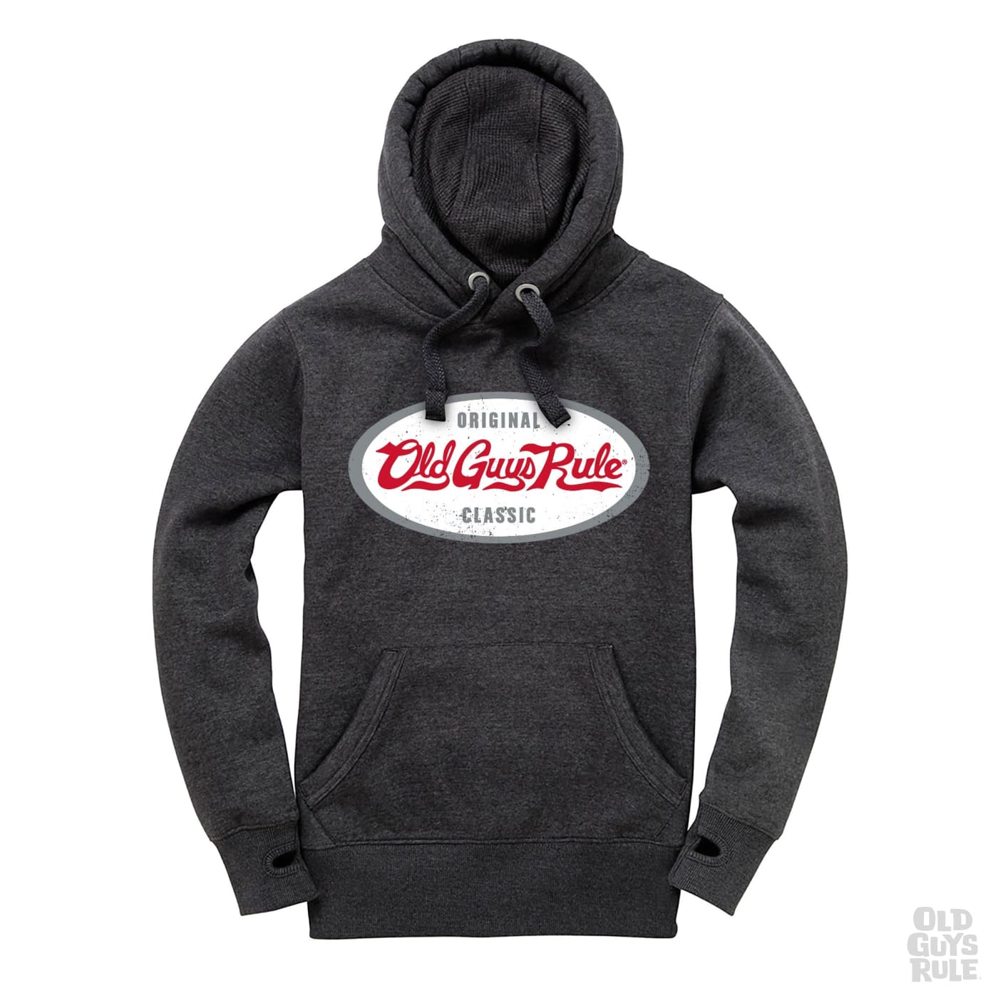 Old Guys Rule Original Classic Pop Hoodie - Heather Black