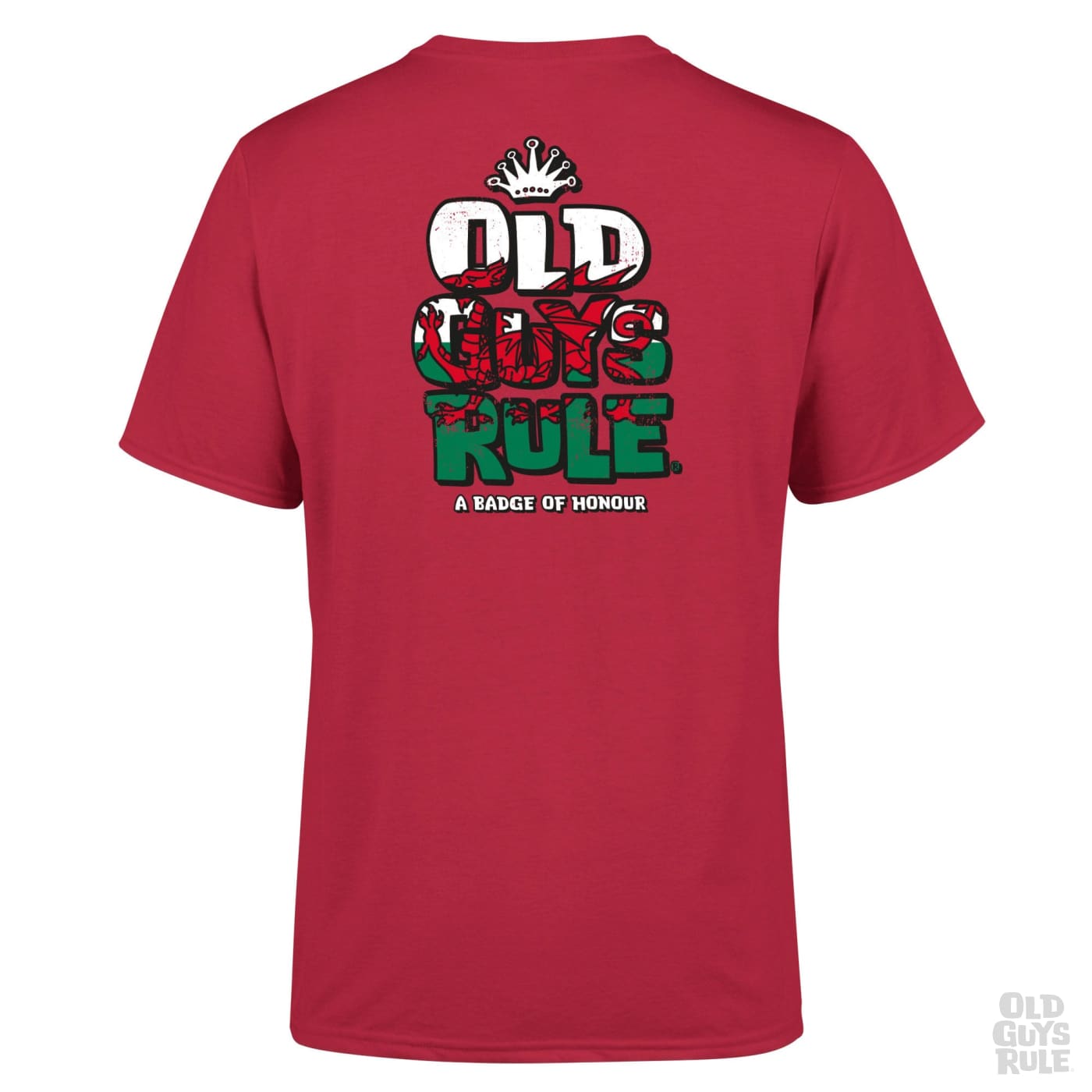 Old Guys Rule Stacked Logo Home Nations - Wales T-Shirt - Red