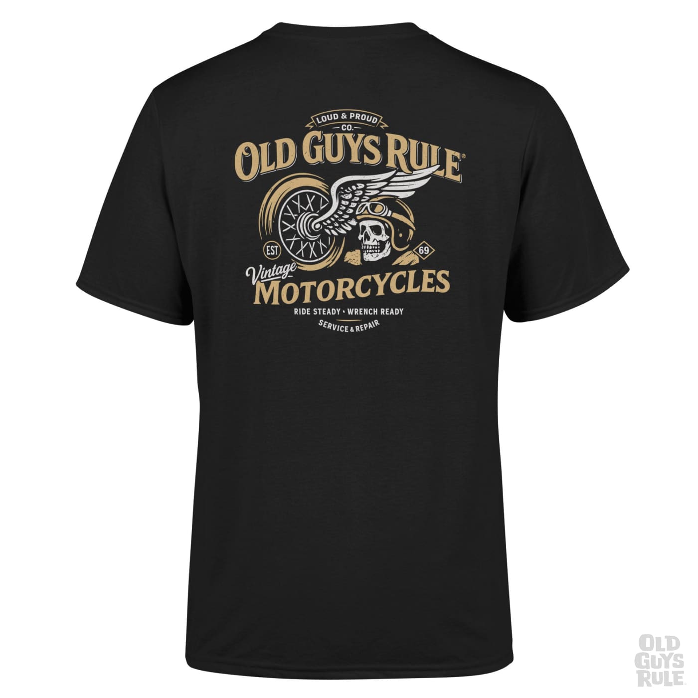 Old Guys Rule Vintage Motorcycles V T-Shirt - Black