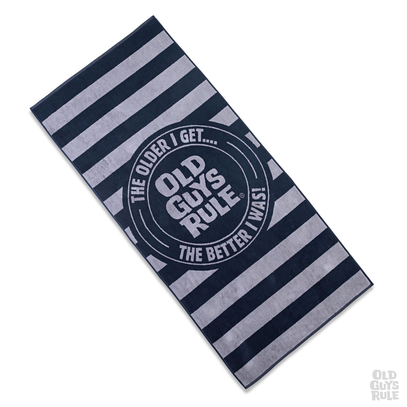 Old Guys Rule Stacked Logo Stamp Beach Towel
