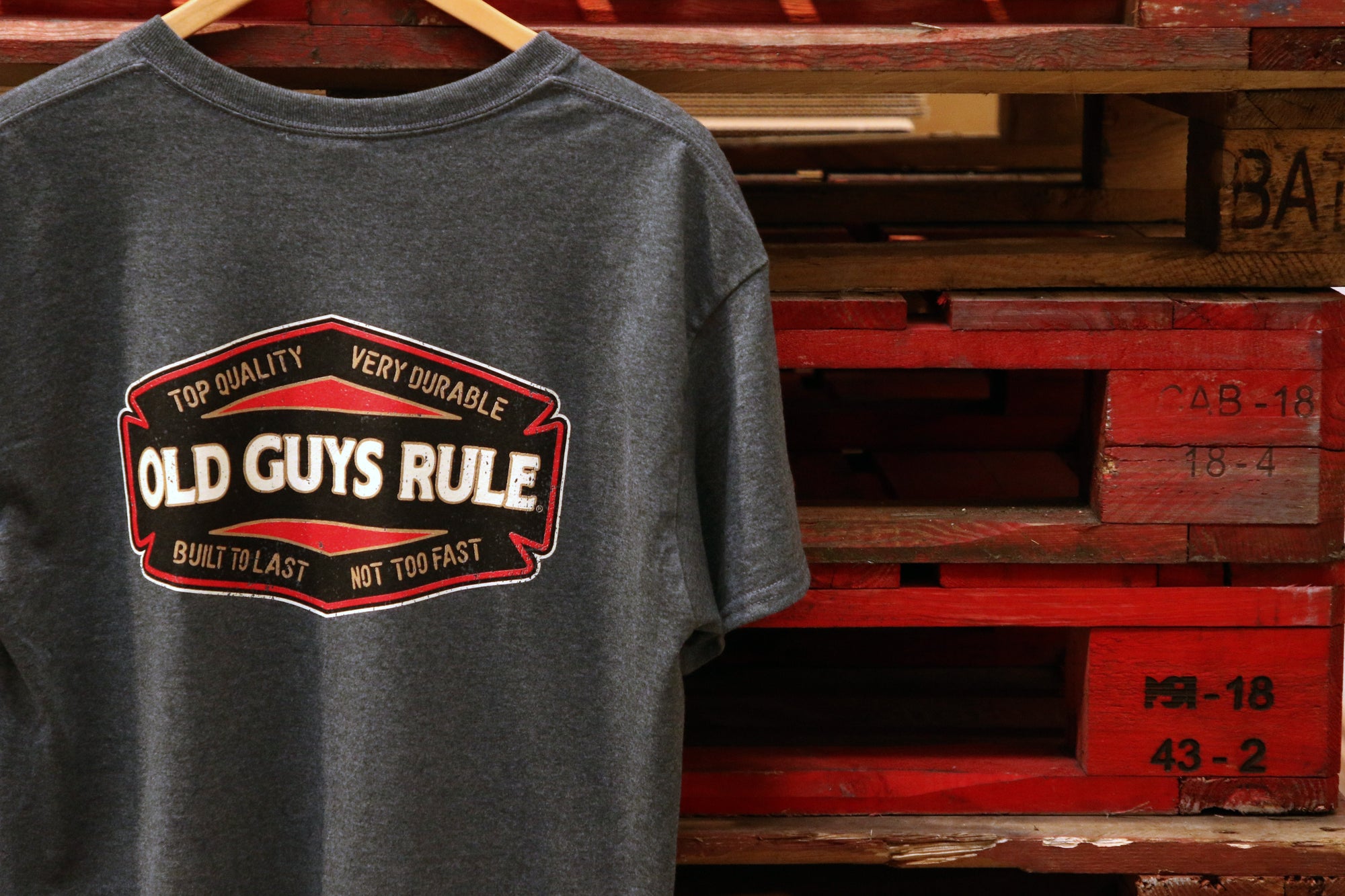 Grey Old Guys Rule T-Shirt. Top Quality logo on the back. 