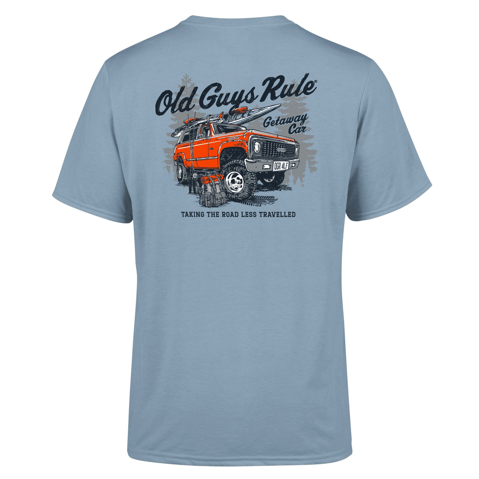 Old Guys Rule Getaway Car T-Shirt - Stone Blue