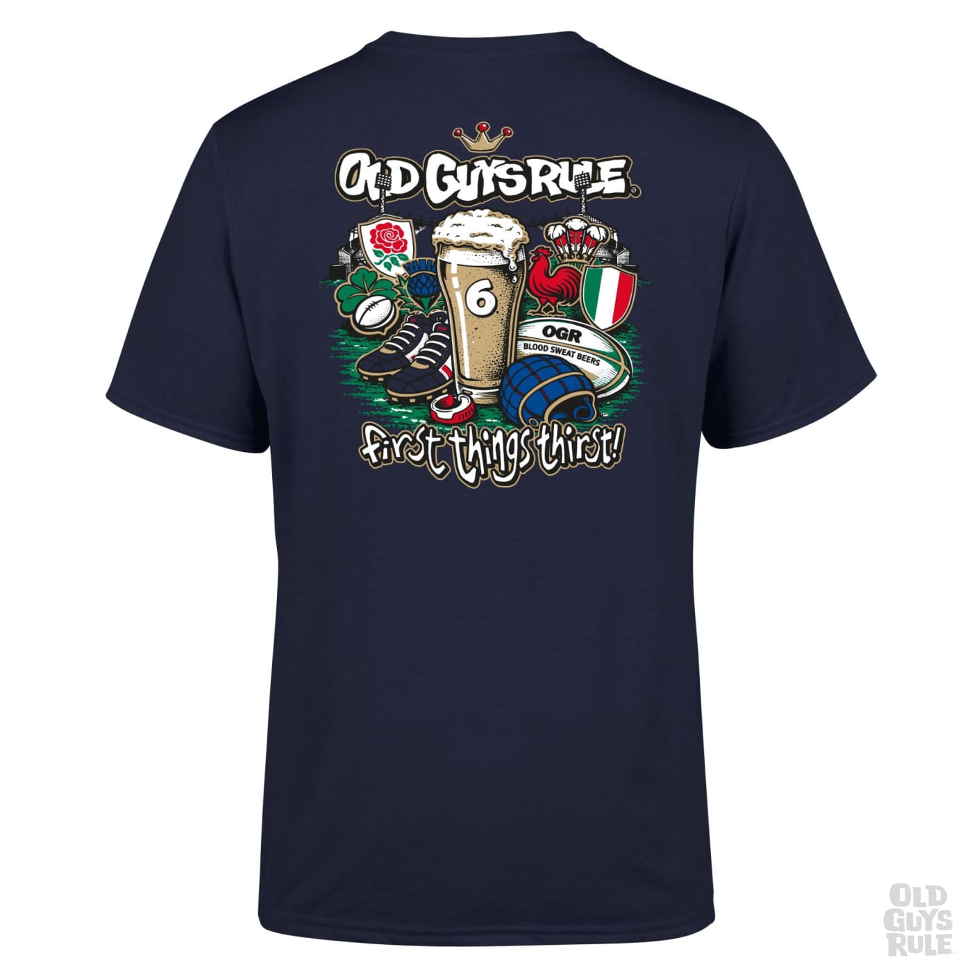 Old Guys Rule First Things Thirst II T-Shirt - Navy