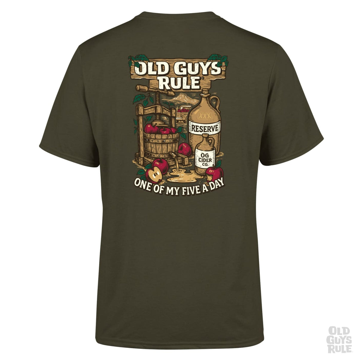 Old Guys Rule Five A Day IV T-Shirt - Olive