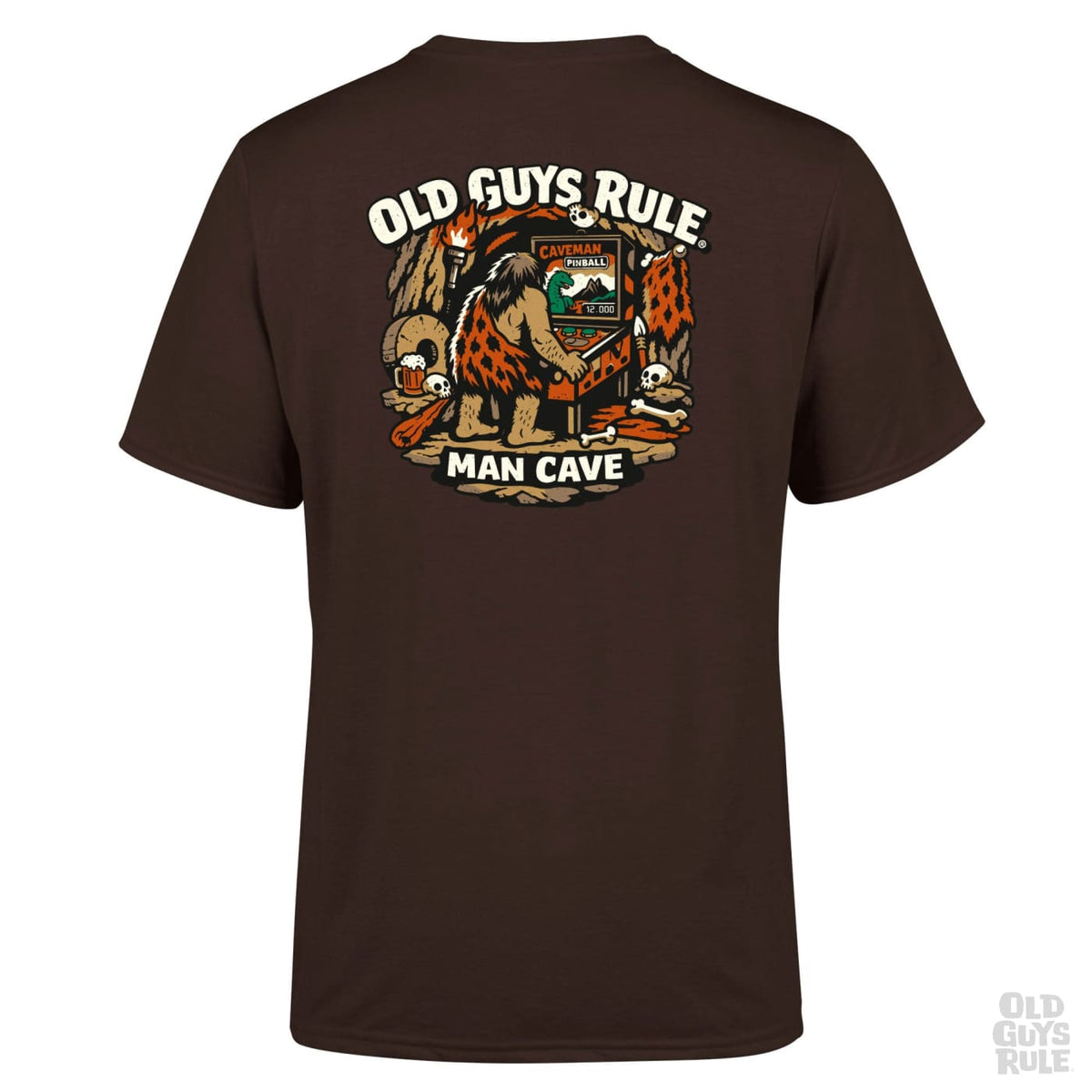 Old Guys Rule Man Cave T-Shirt - Chocolate