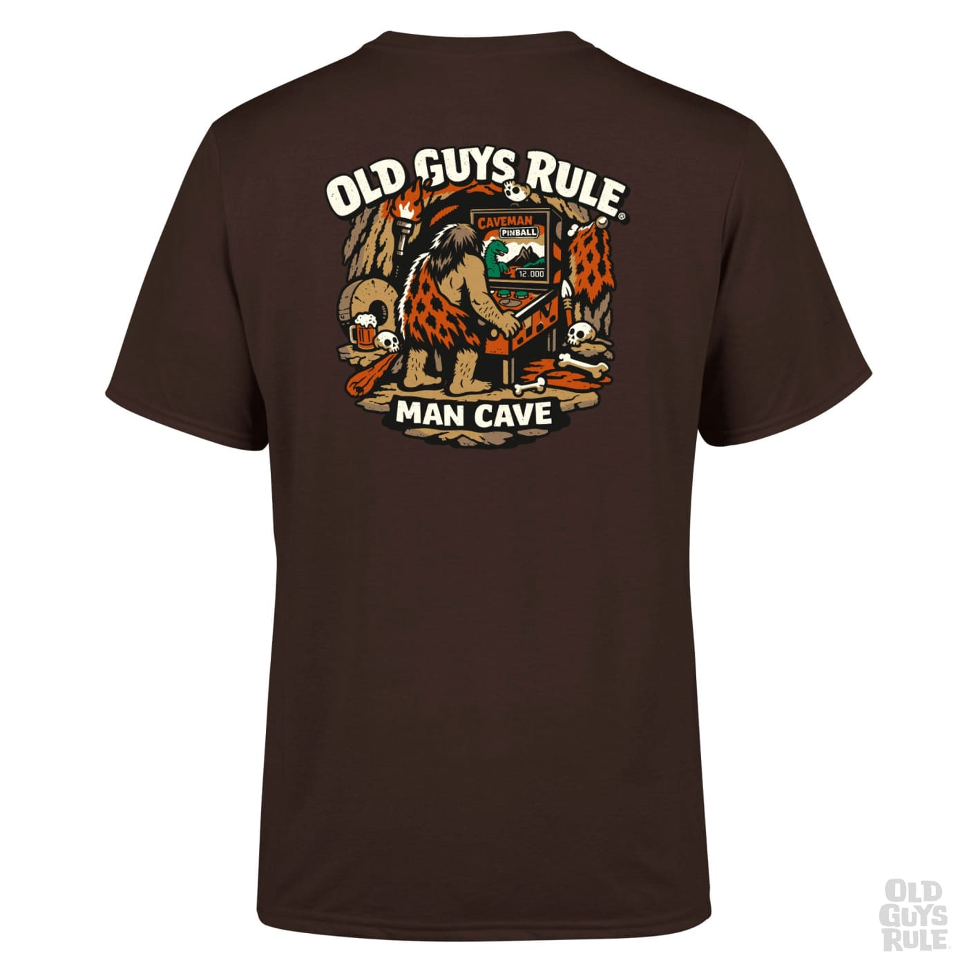 Old Guys Rule Man Cave T-Shirt - Chocolate