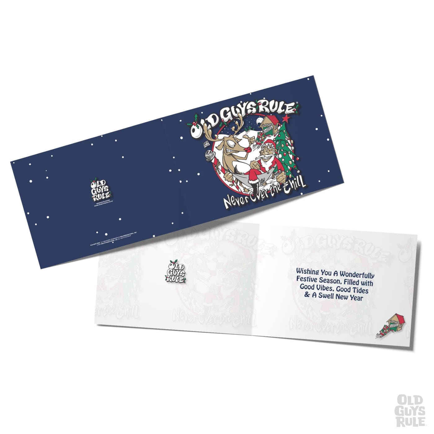 Old Guys Rule Never Over The (Xmas) Chill Greetings Card