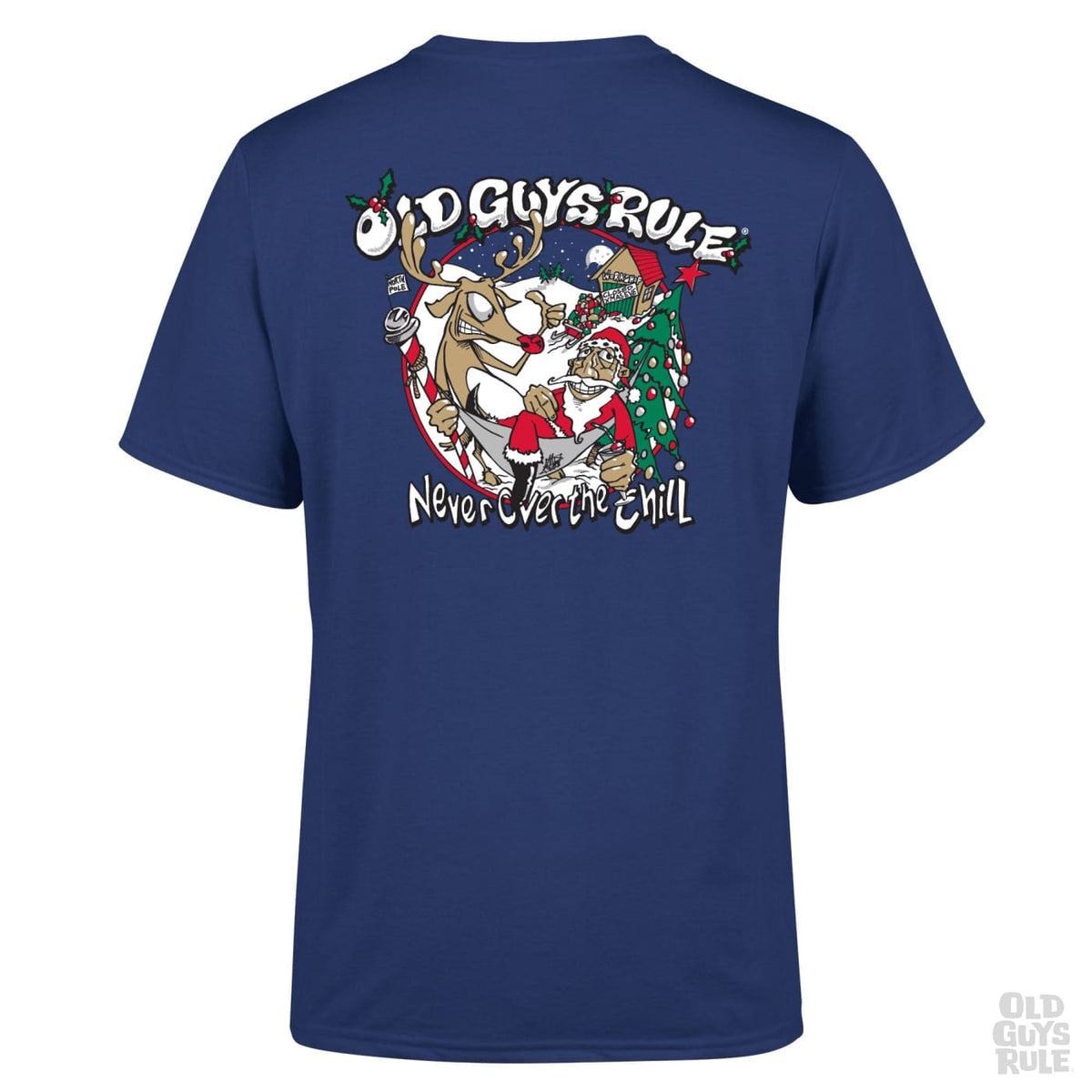 Old Guys Rule Never Over The (Xmas) Chill T-Shirt - Metro Blue