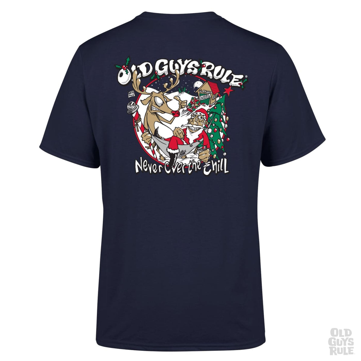 Old Guys Rule Never Over The (Xmas) Chill T-Shirt - Navy