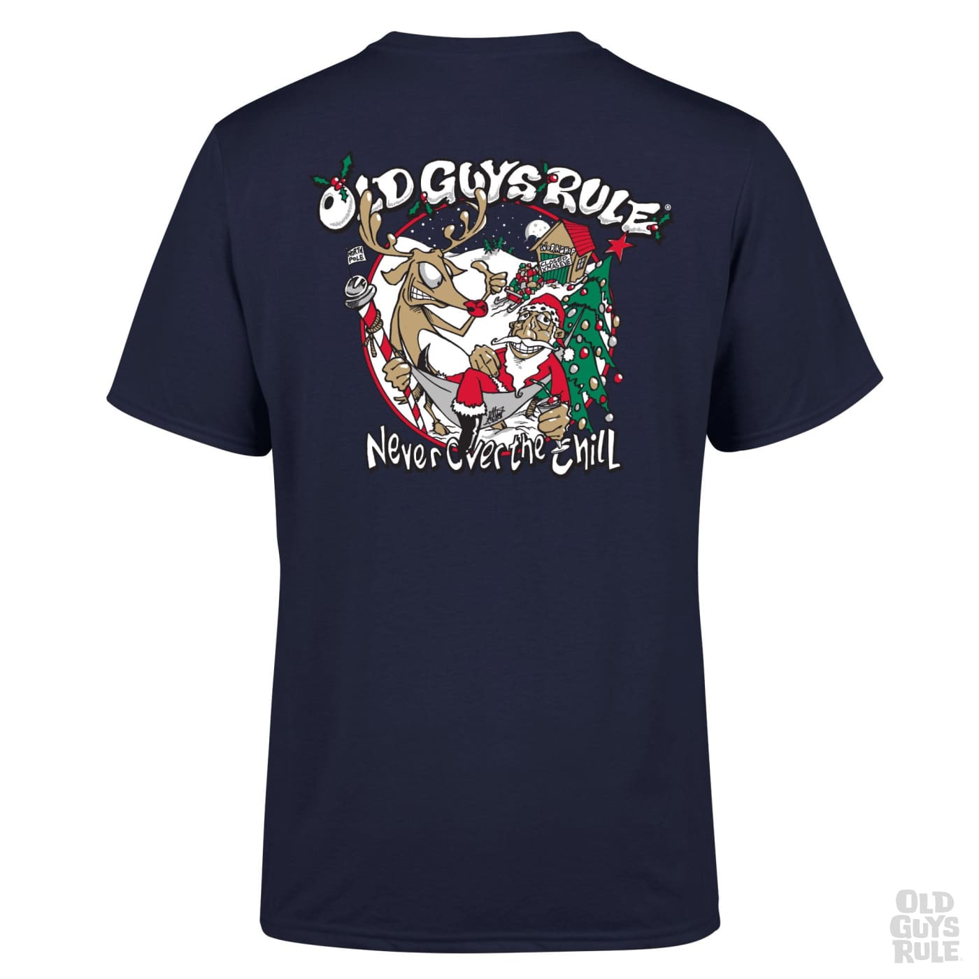 Old Guys Rule Never Over The (Xmas) Chill T-Shirt - Navy