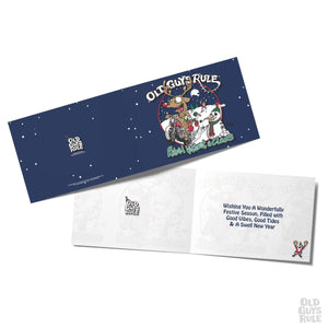 Old Guys Rule Rebel Without a Claus Greetings Card