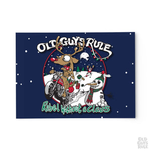 Old Guys Rule Rebel Without a Claus Greetings Card