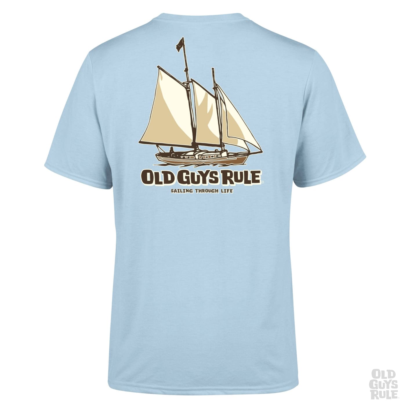 Old Guys Rule Sailing Through Life T-Shirt - Light Blue