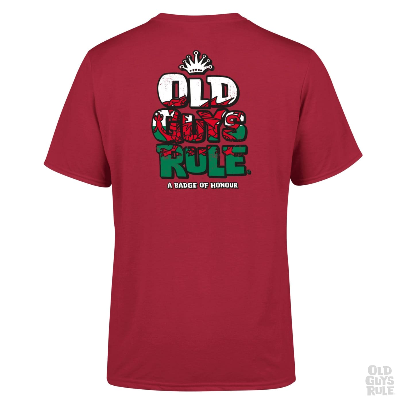 Old Guys Rule Stacked Logo Home Nations - Wales T-Shirt - Cardinal Red