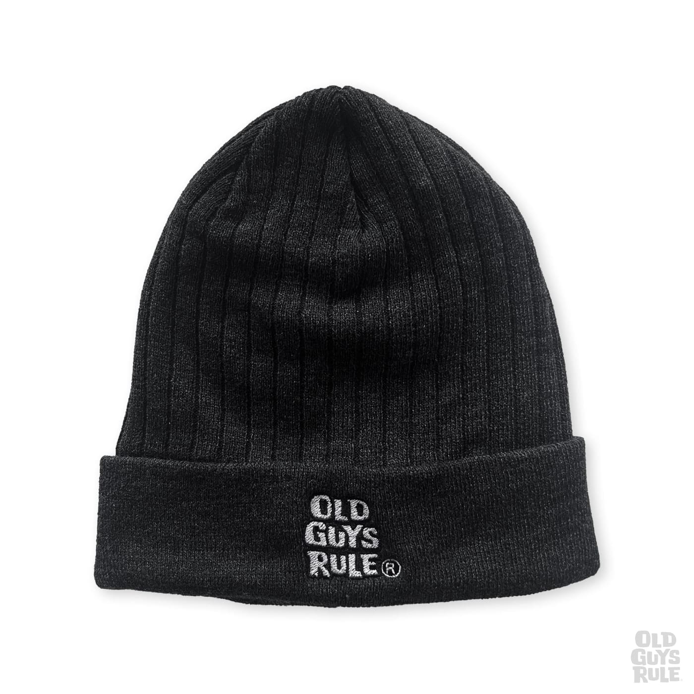 Old Guys Rule Stacked Logo Thinsulate Ribbed Beanie - Charcoal Marl