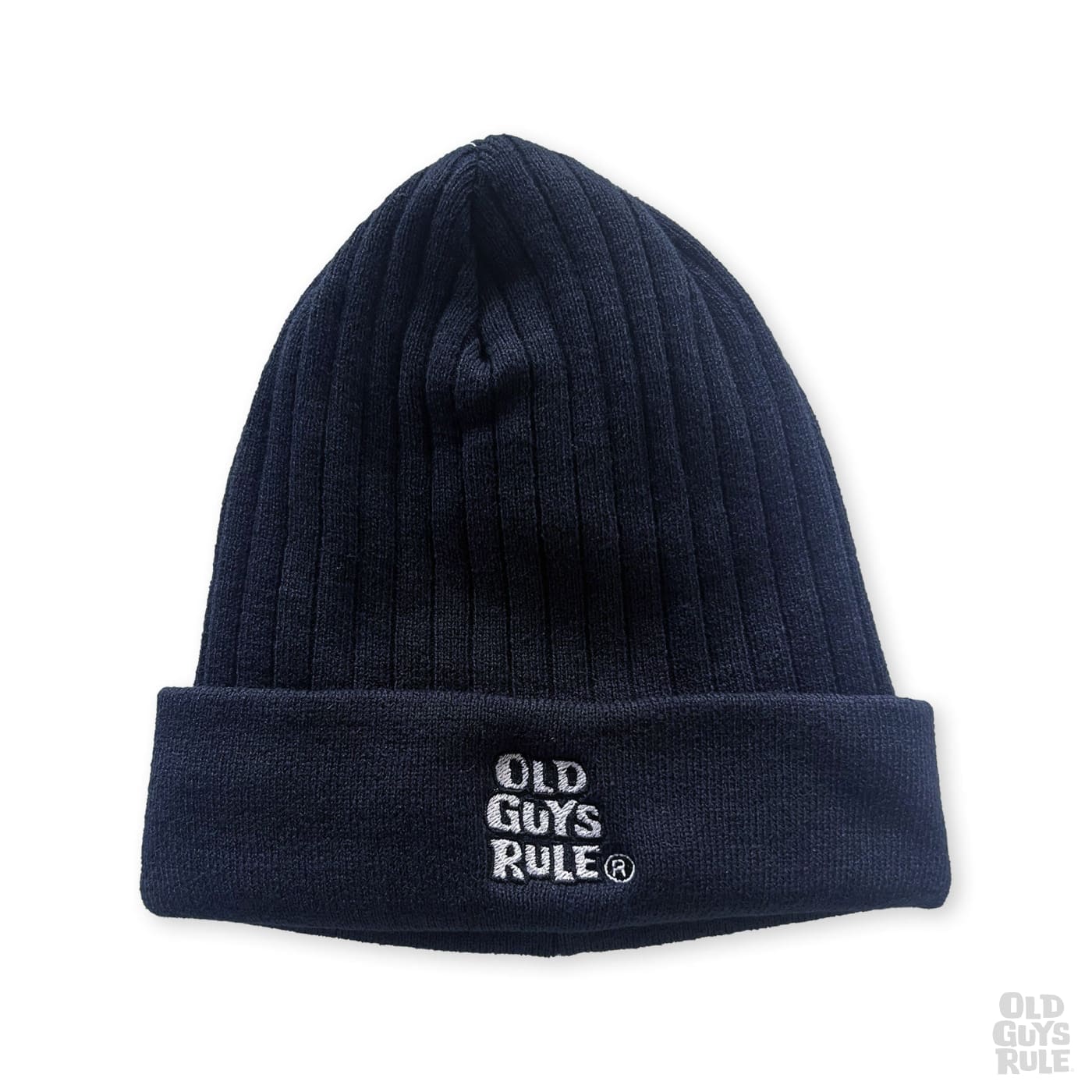 Old Guys Rule Stacked Logo Thinsulate Ribbed Beanie - Navy