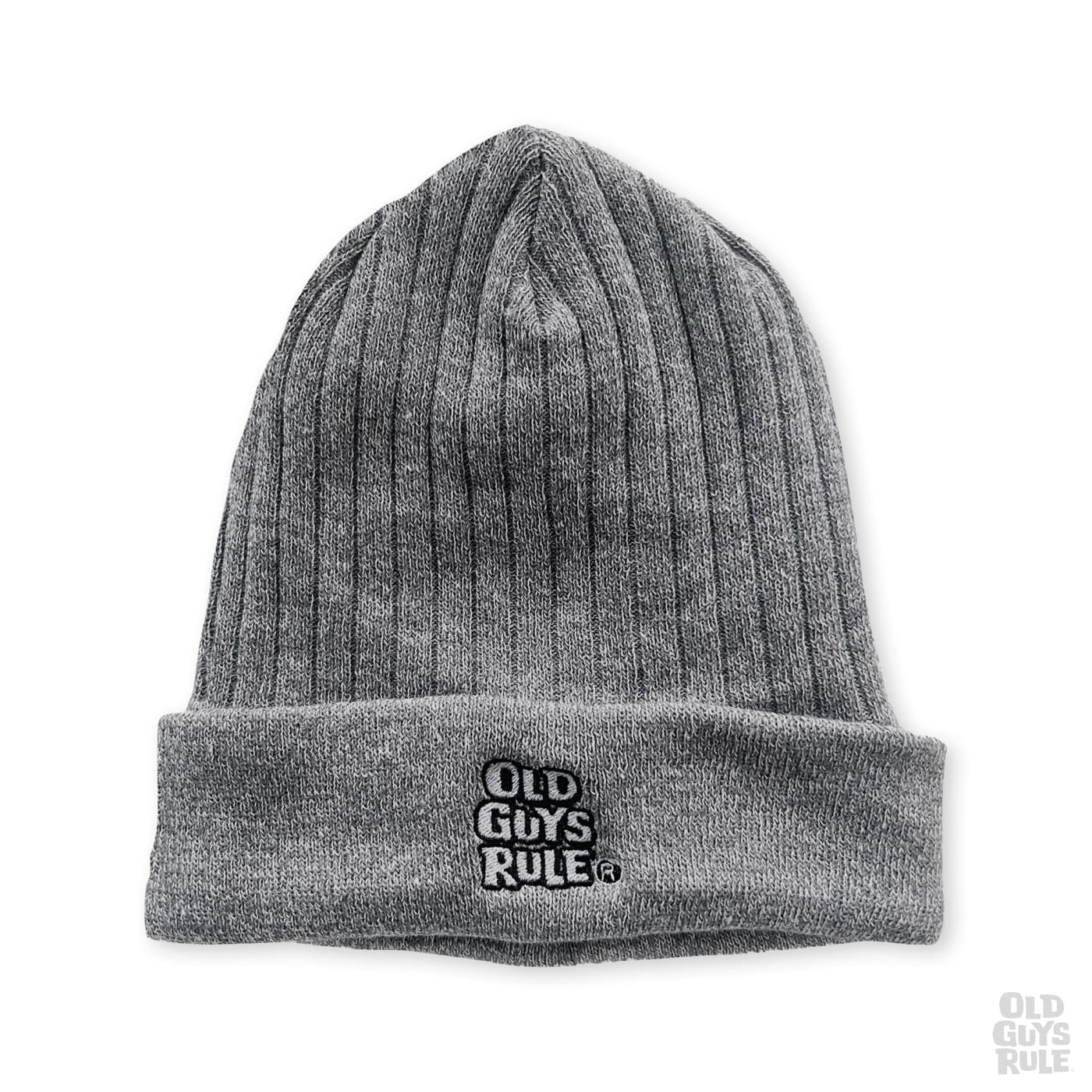 Old Guys Rule Stacked Logo Thinsulate Ribbed Beanie - Grey Marl