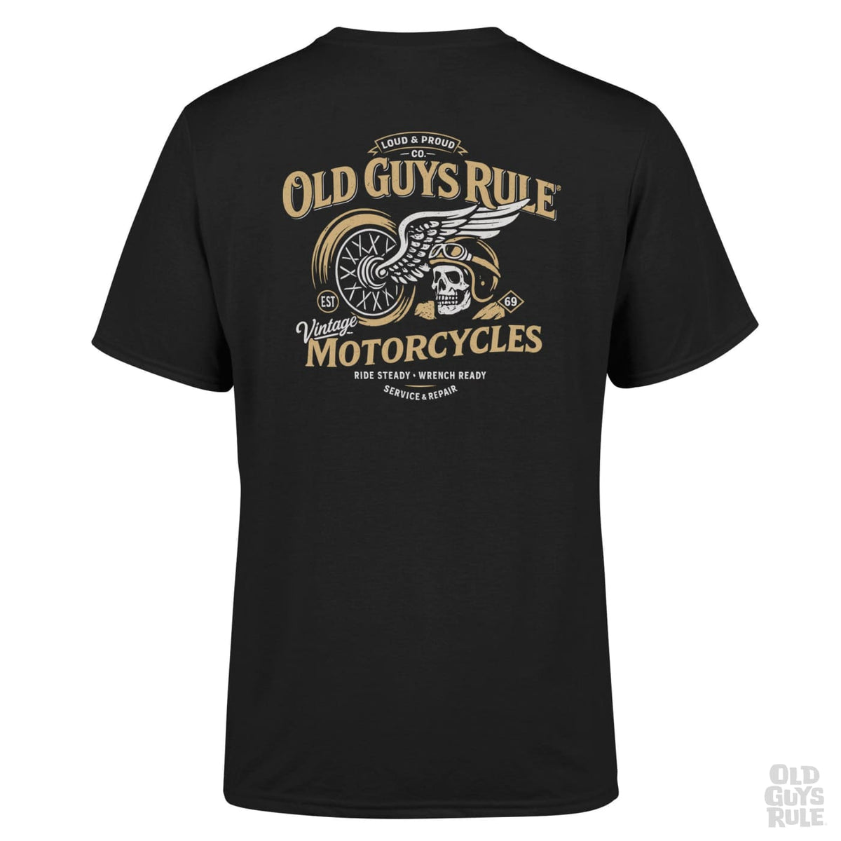 Old Guys Rule Vintage Motorcycles V T-Shirt - Black