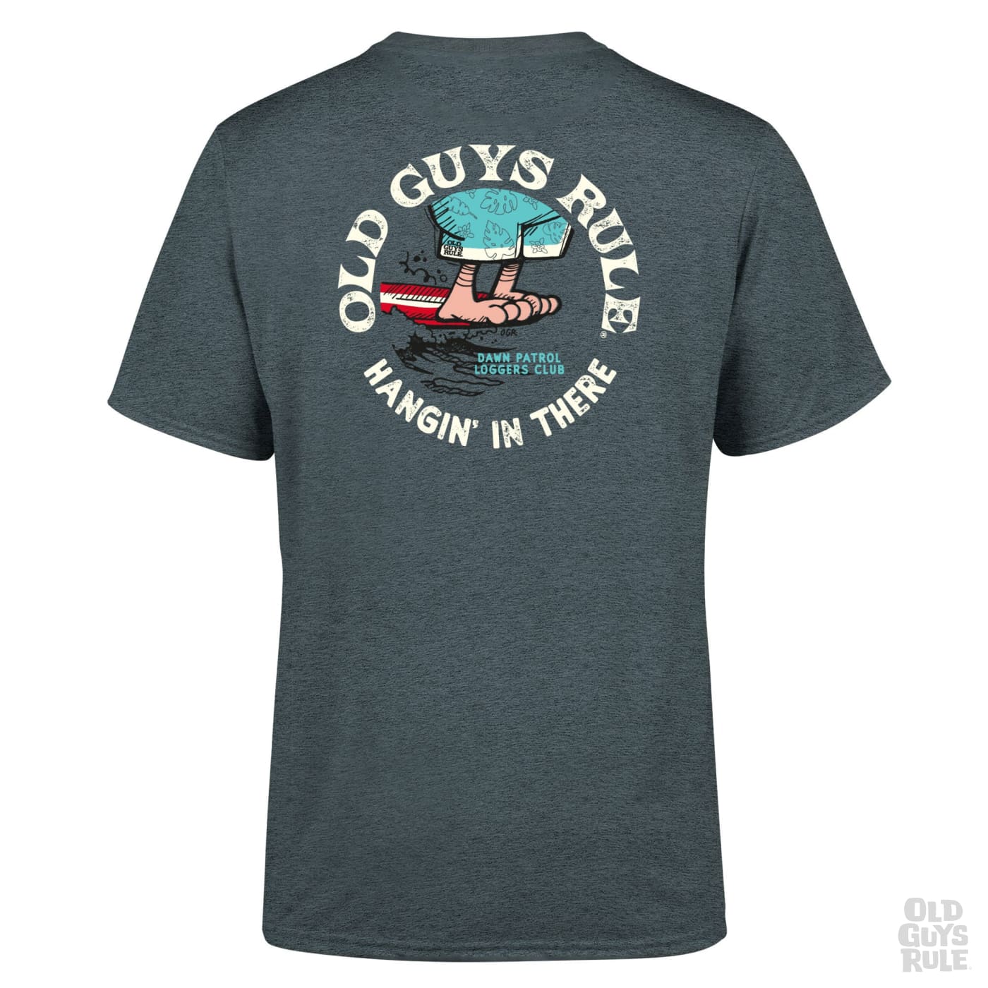 Old Guys Rule 'D.P.L.C' T-Shirt - Dark Heather. Surf T-Shirt For Men Medium