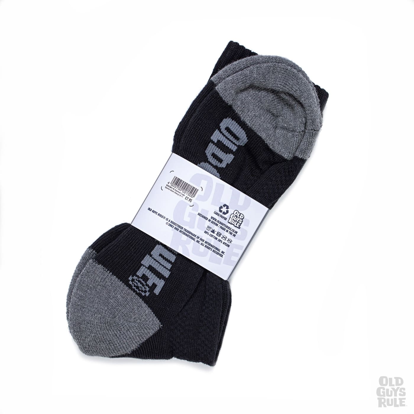 Old Guys Rule Stacked Logo Sports Sock Black