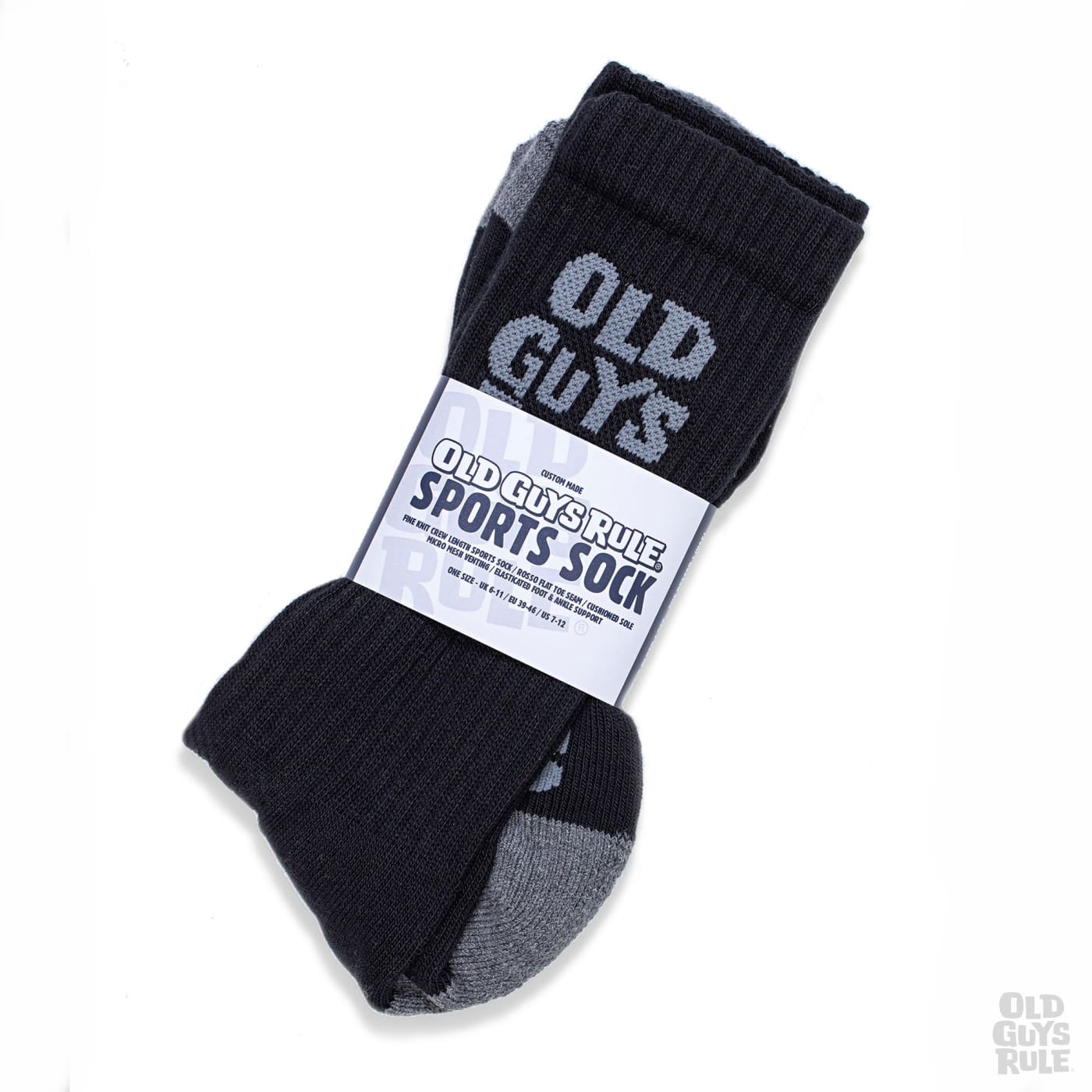 Old Guys Rule Stacked Logo Sports Sock Black