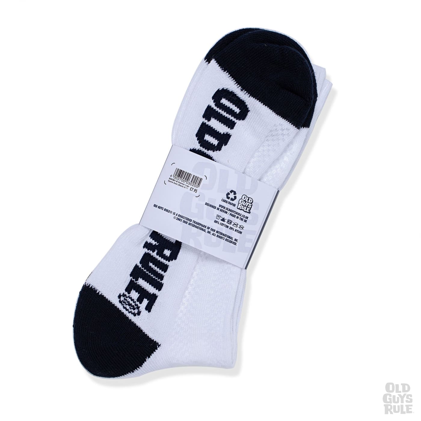 Old Guys Rule Stacked Logo Sports Sock White