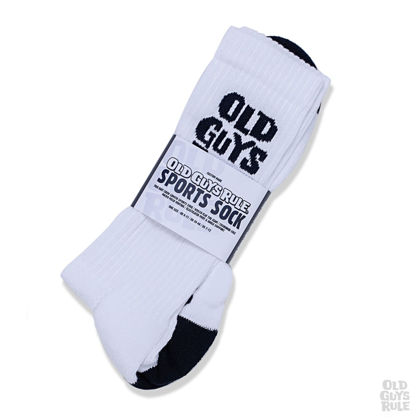 Old Guys Rule Stacked Logo Sports Sock White