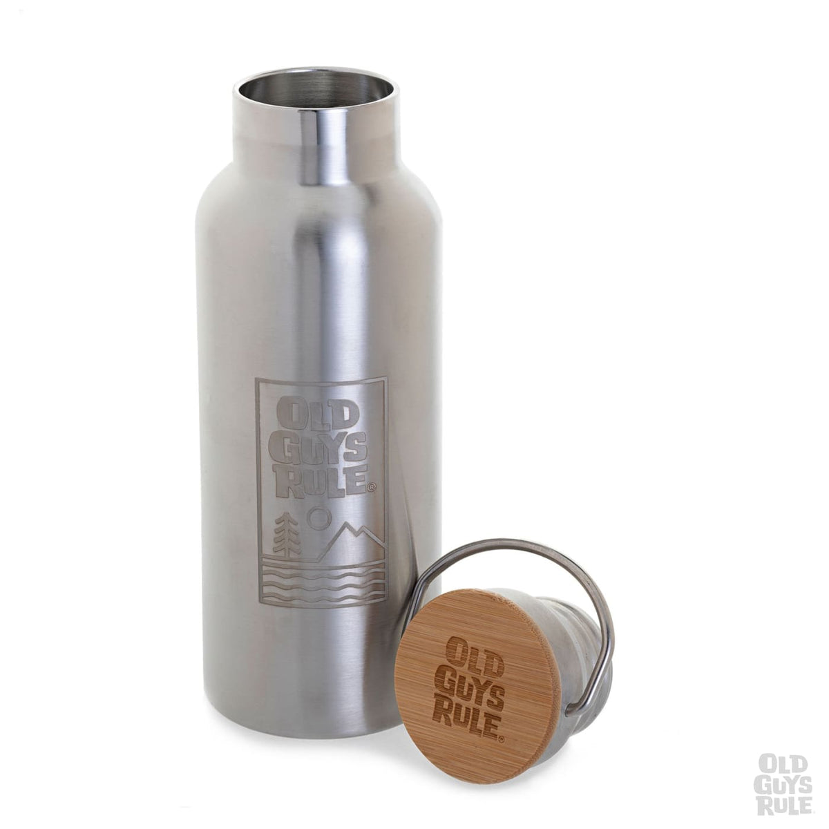 Old Guys Rule Summit & Sea Vacuum Flask Silver